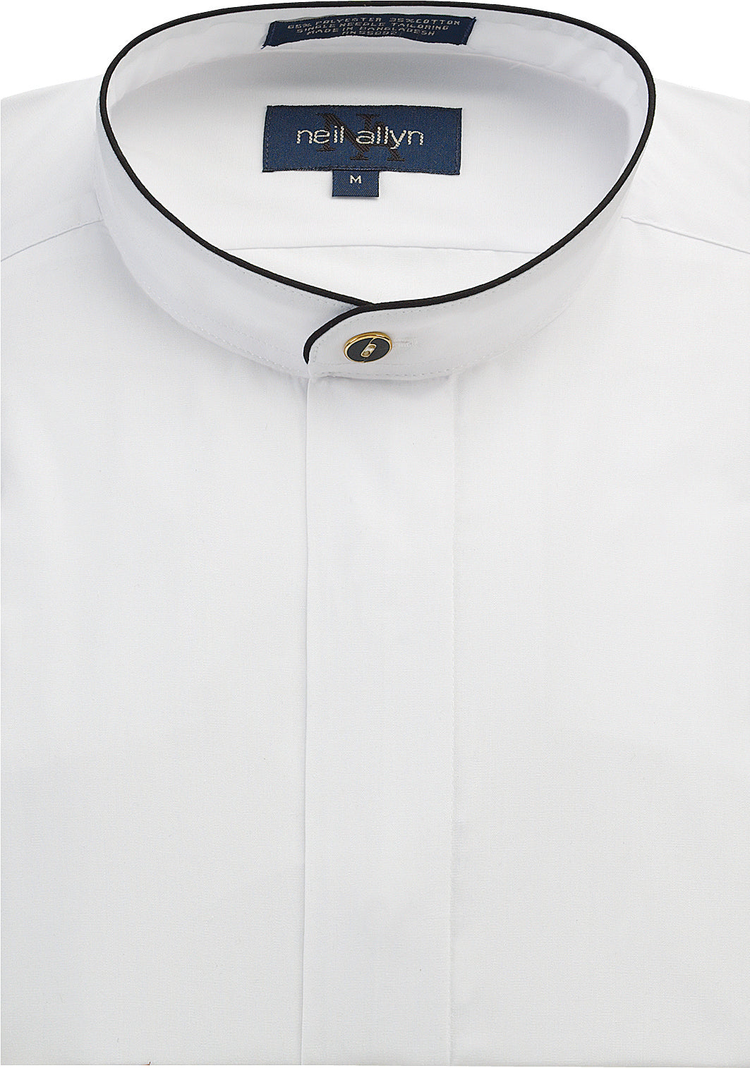 White Mandarin Shirt w/Black Edge l #2078