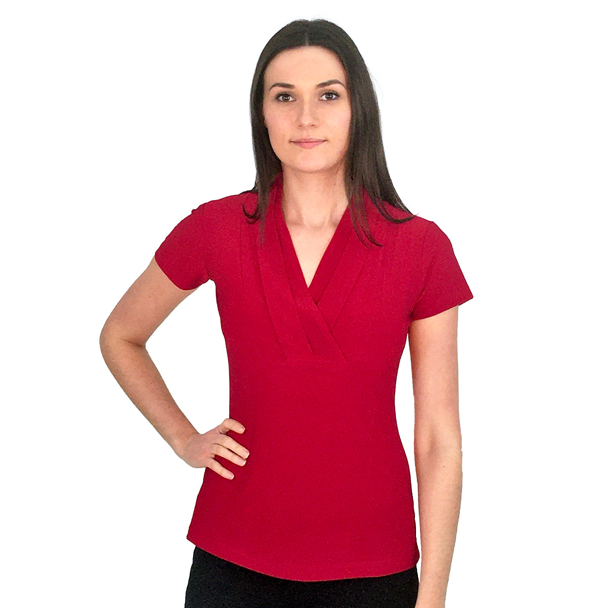 LADIES CROSSOVER S/S BLOUSE #2431