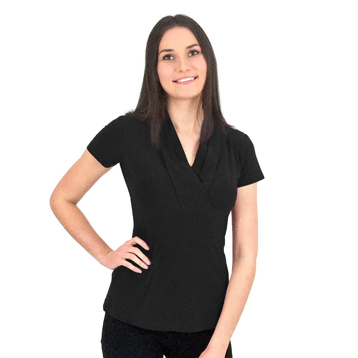 LADIES CROSSOVER S/S BLOUSE #2431