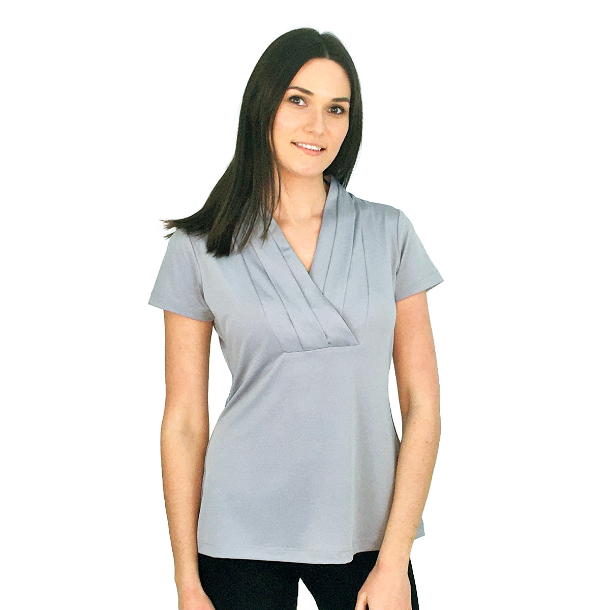 LADIES CROSSOVER S/S BLOUSE #2431