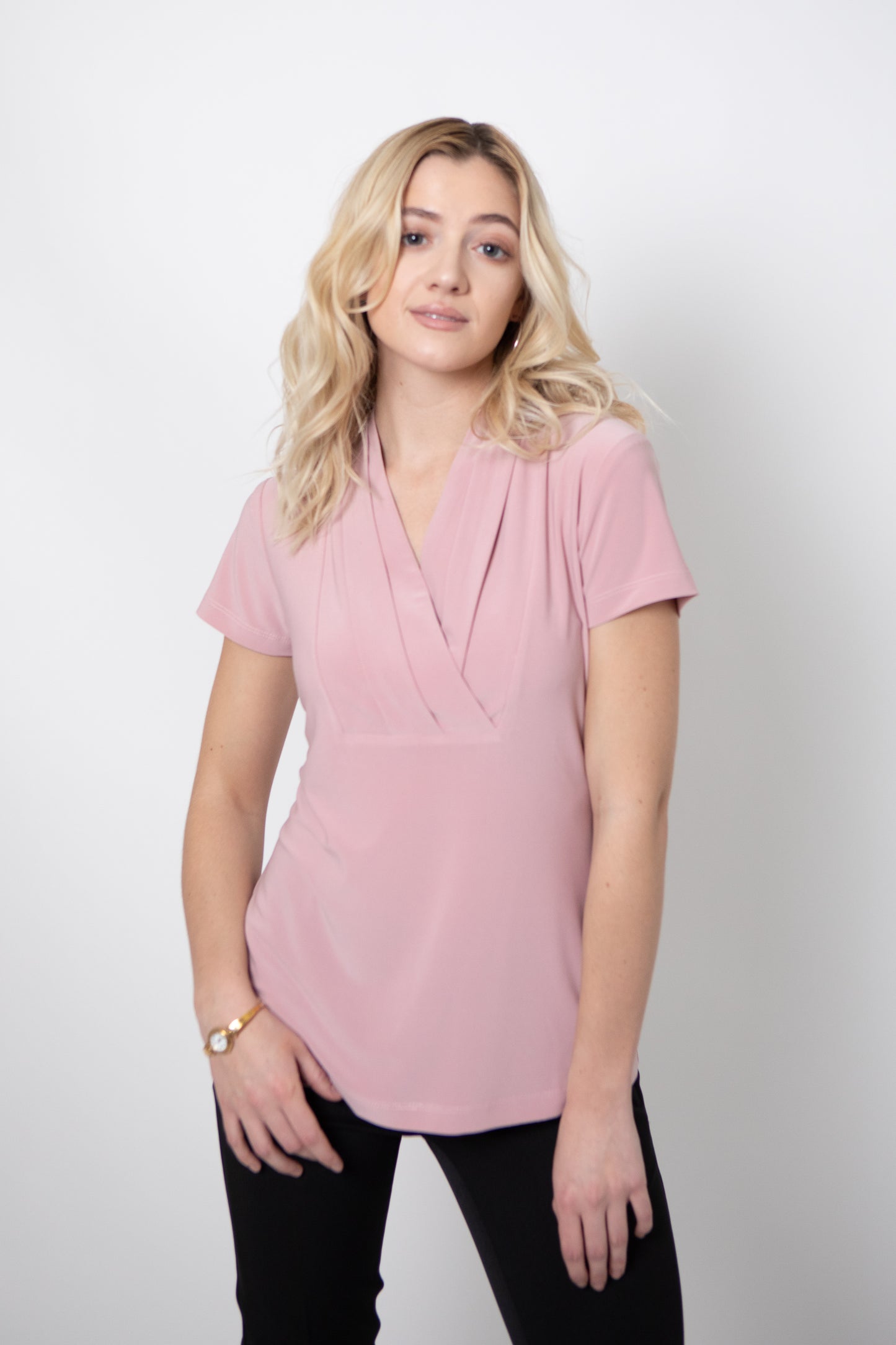 LADIES CROSSOVER S/S BLOUSE #2431