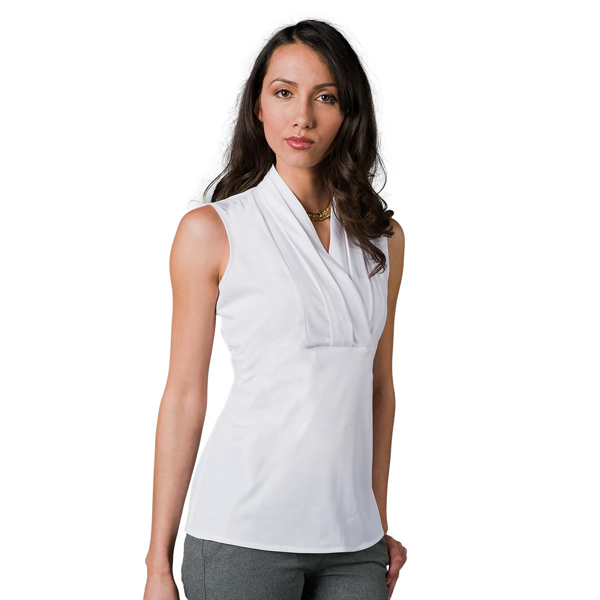 Ladies’ Crossover Sleeveless Shell Blouse