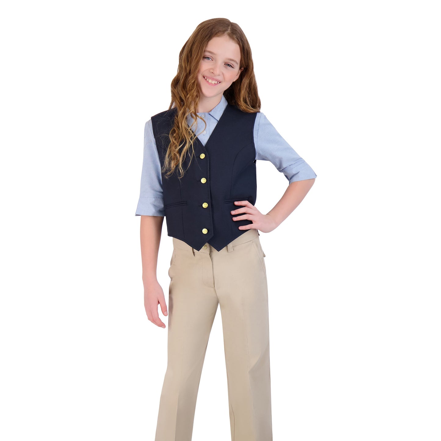 GIRL'S V NECK LINED VEST #4110