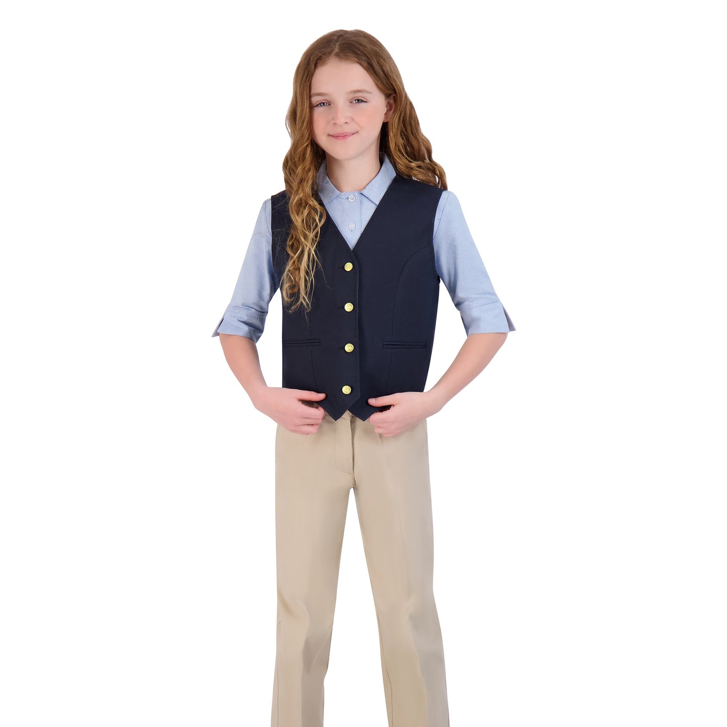 GIRL'S V NECK LINED VEST #4110