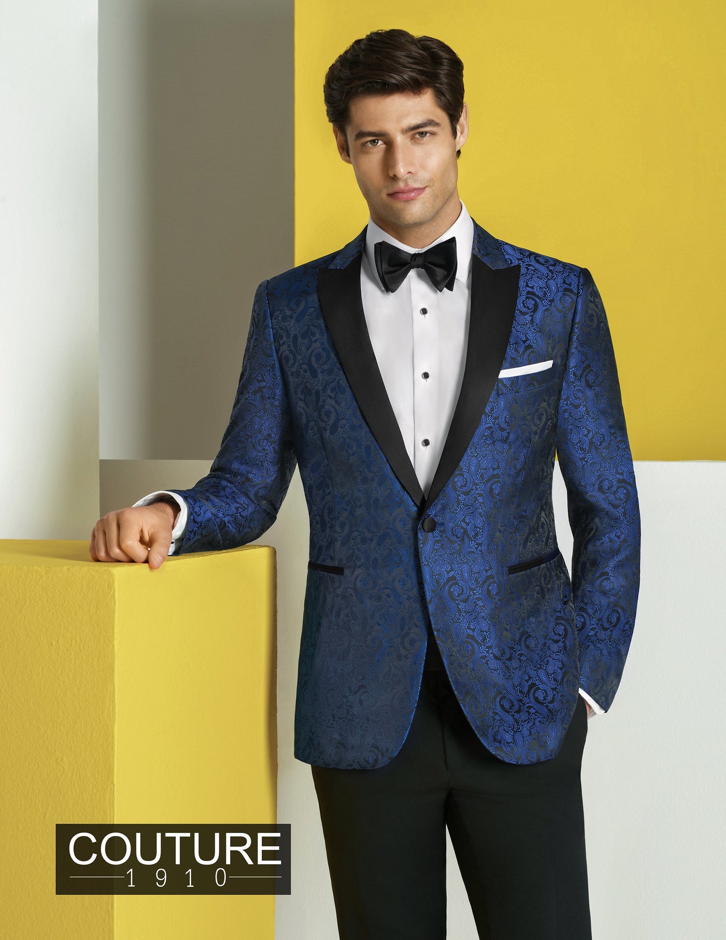 CHASE UF- 1B PAISLEY PEAK W/ SATIN LAPEL - BLUE/BLK