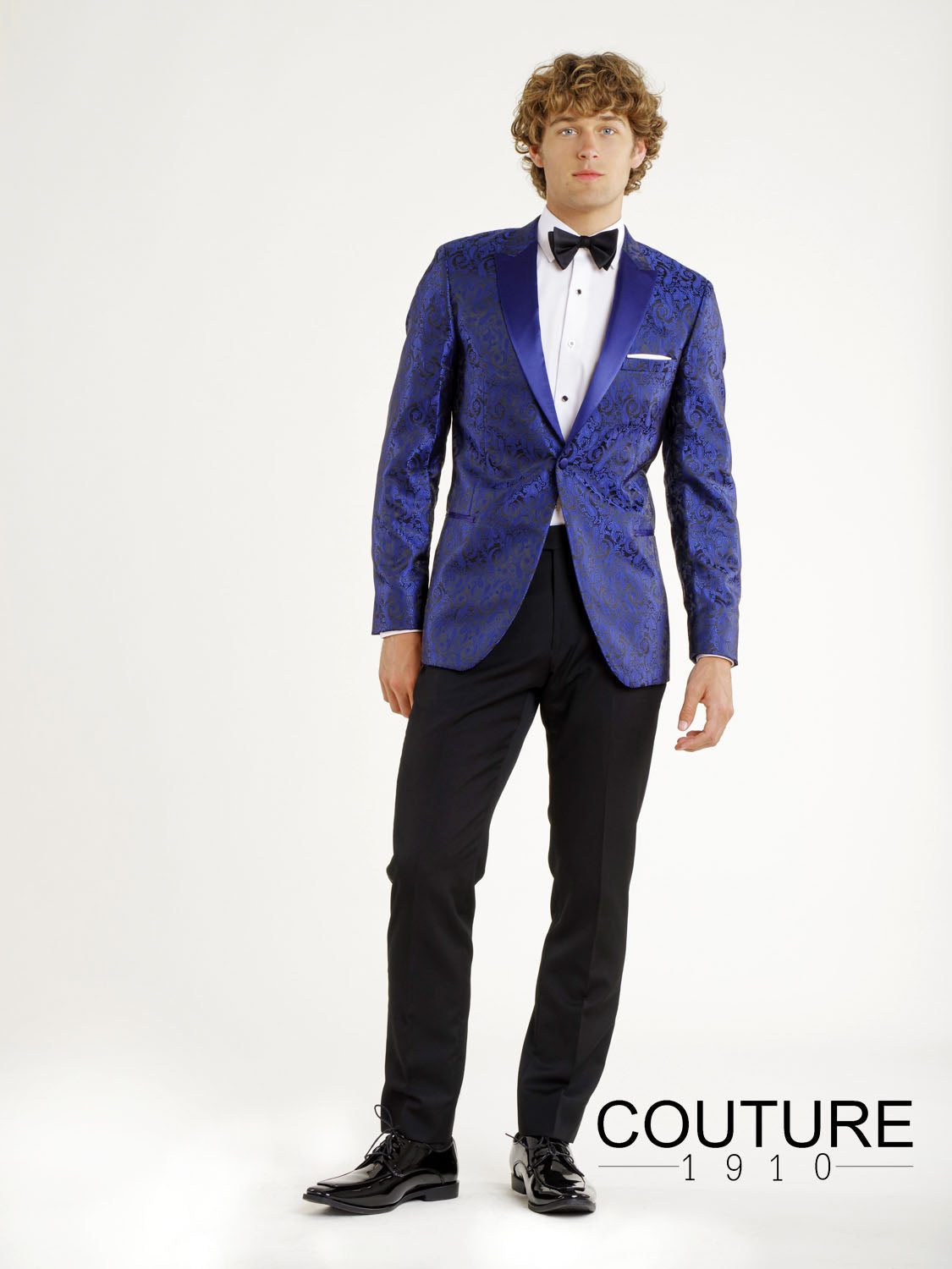 CHASE UF- 1B PAISLEY PEAK W/ SATIN LAPEL - NAVY