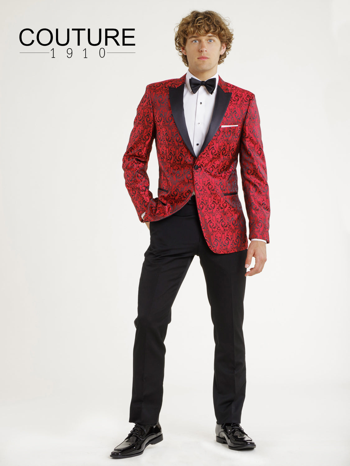 CHASE UF- 1B PAISLEY PEAK W/ SATIN LAPEL - RED
