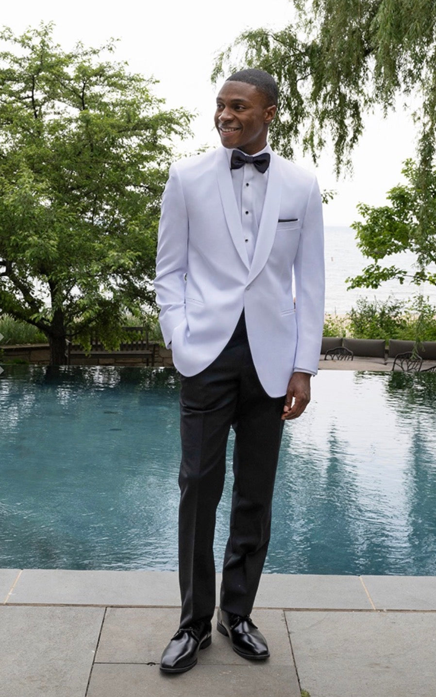 Ike Behar’s White Ryan 1 Button Slim Fit Shawl Dinner Jacket #467SF-70R