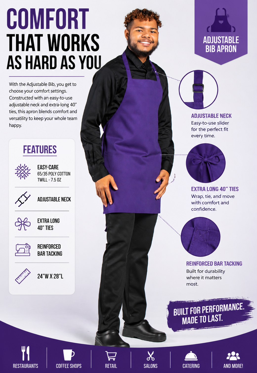 Adjustable Bib Apron #3010WS