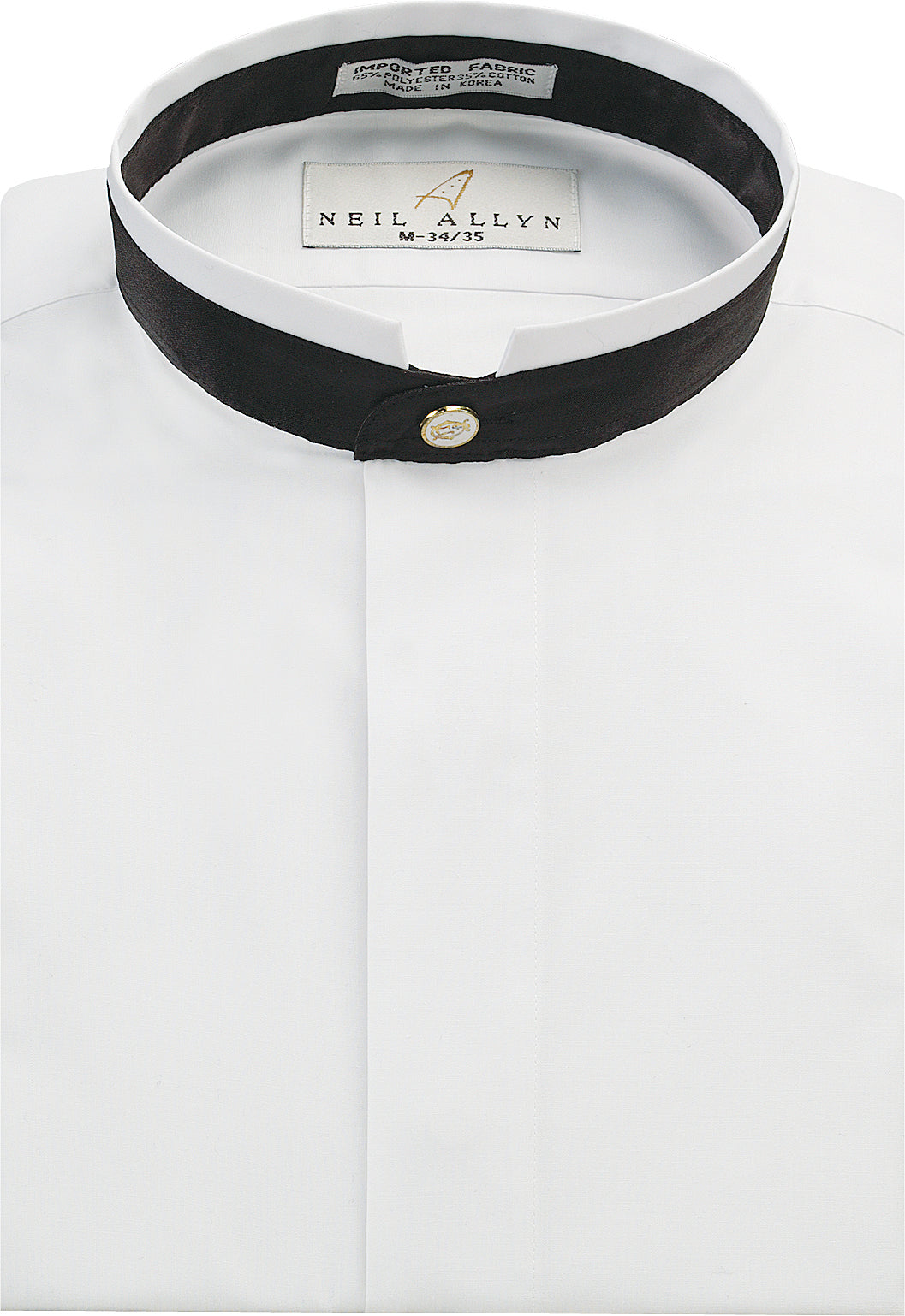 Neil Allyn Men’s Black Trim Mandarin Collar Shirt#978