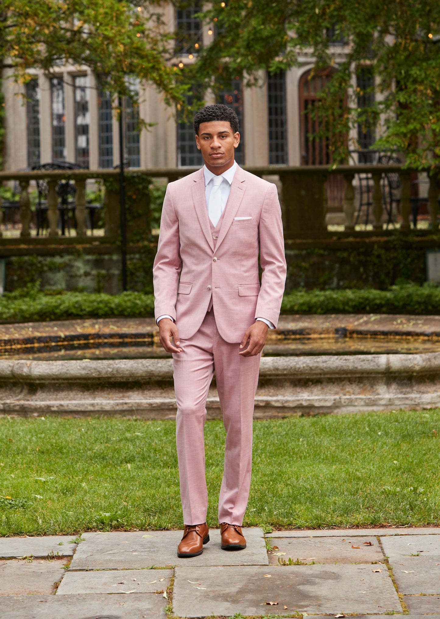 Couture 1910 Men’s Power Stretch Sharkskin Suit Separates Jacket in Rose #4374PVS