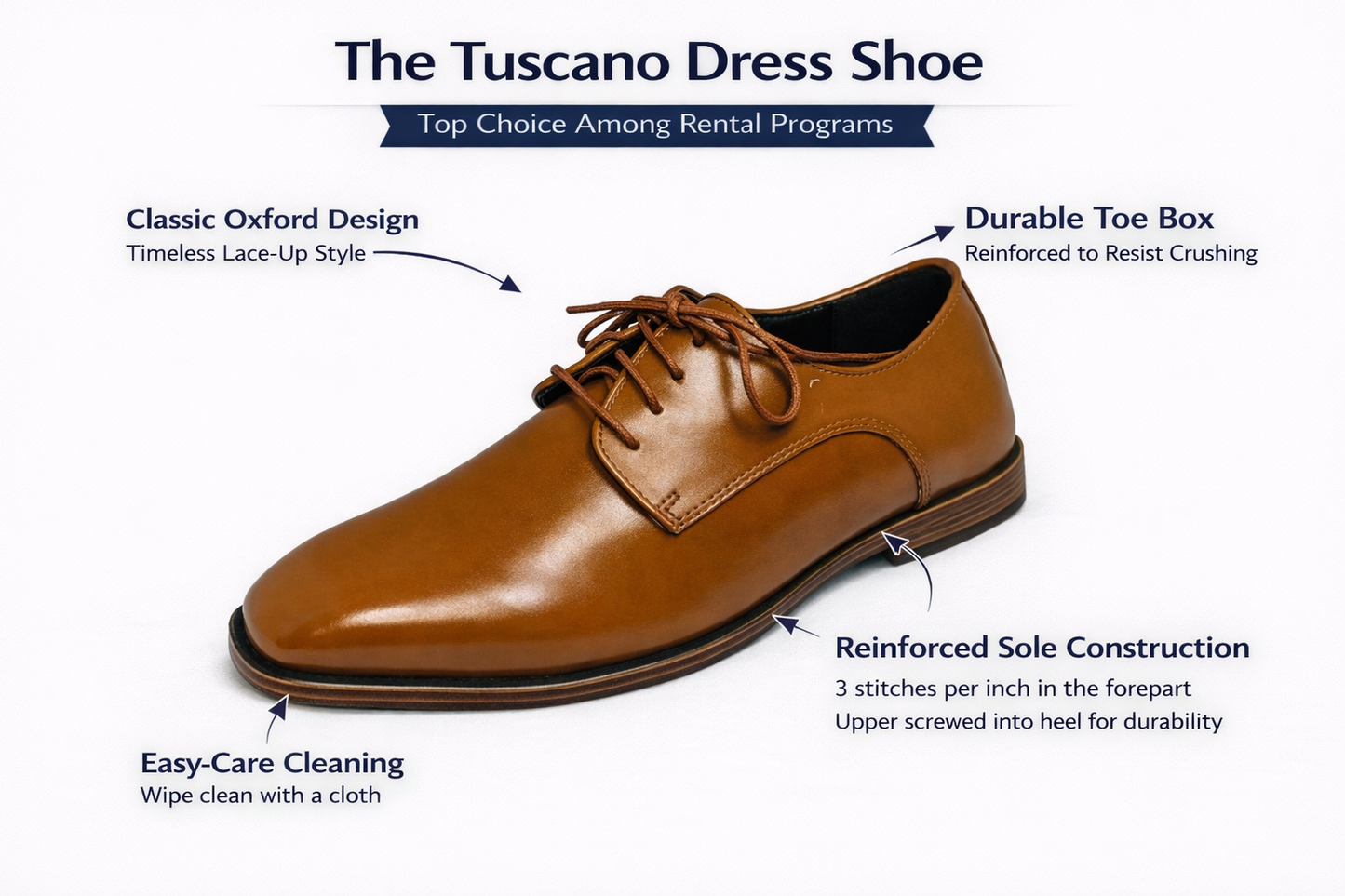 Mens Tuscano Dress Shoe in Caramel Brown #S121-W