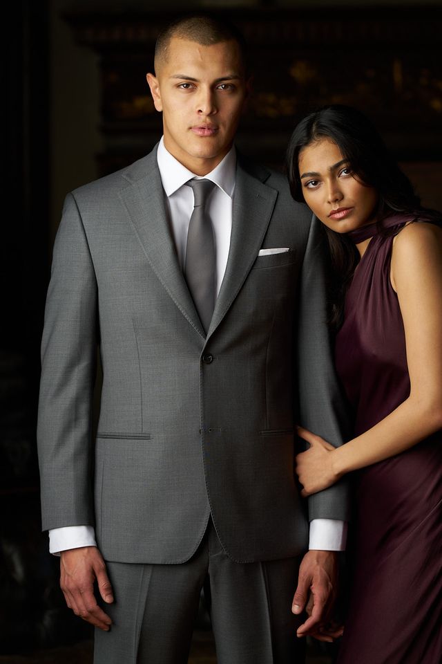 Men’s Marzotto Wool Genova 2 Button Notch Suit Coat with Pick Stitch Lapel #M5345C-108