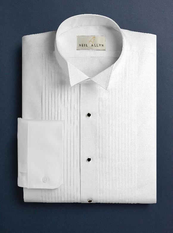 MENS SLIM FIT 1/4" PLEATED WING COLLAR SHIRT