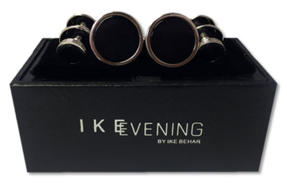 Ike Evening Black Onyx & Silver Formal Jewelry Set – Cufflinks & Studs #CS500