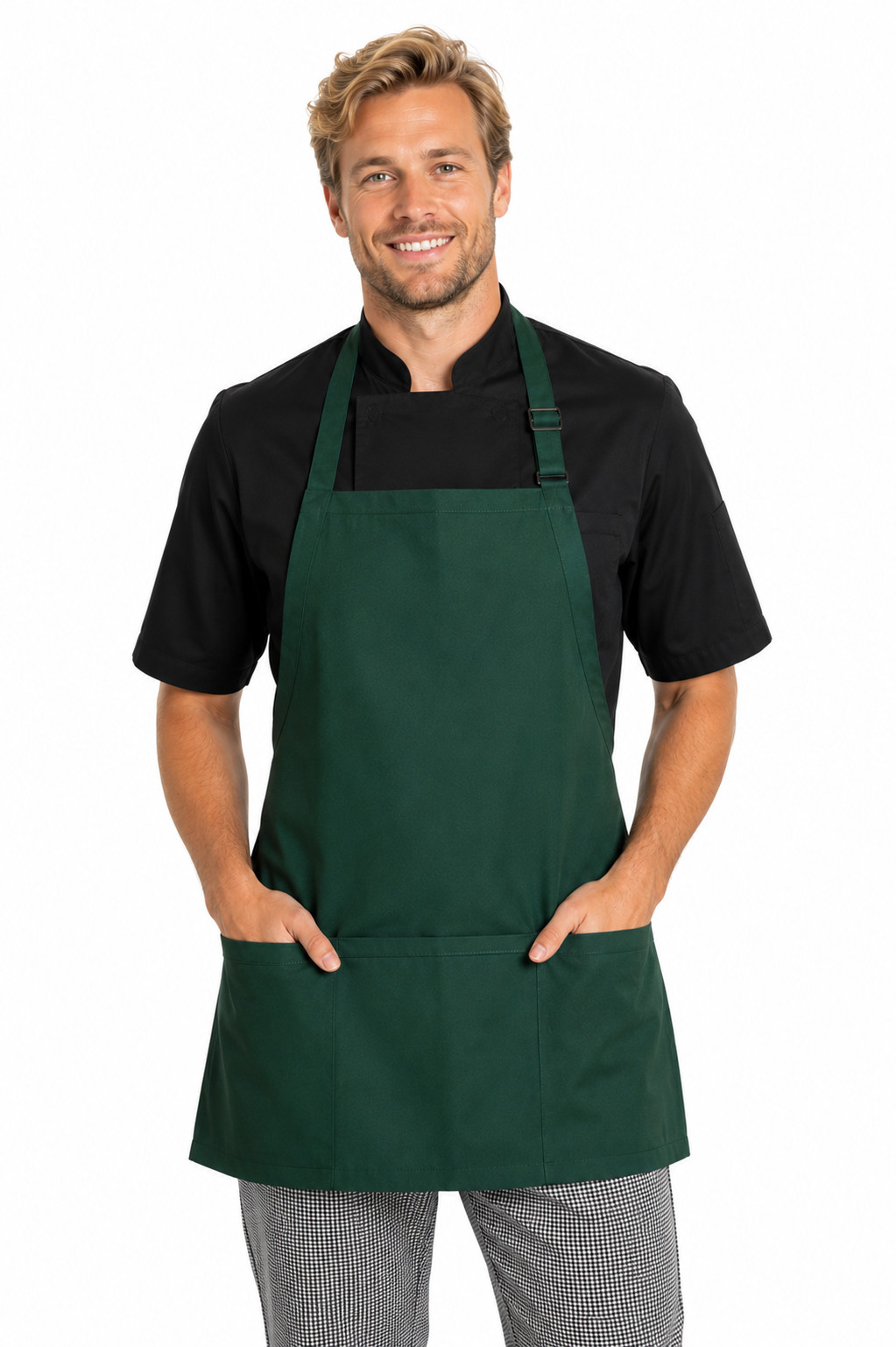 Modern Three-Pocket Bib Apron w/ Adjustable Neck  #U3011