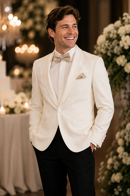 1B SLIM FIT IVORY SHAWL DINNER JACKET #567SF