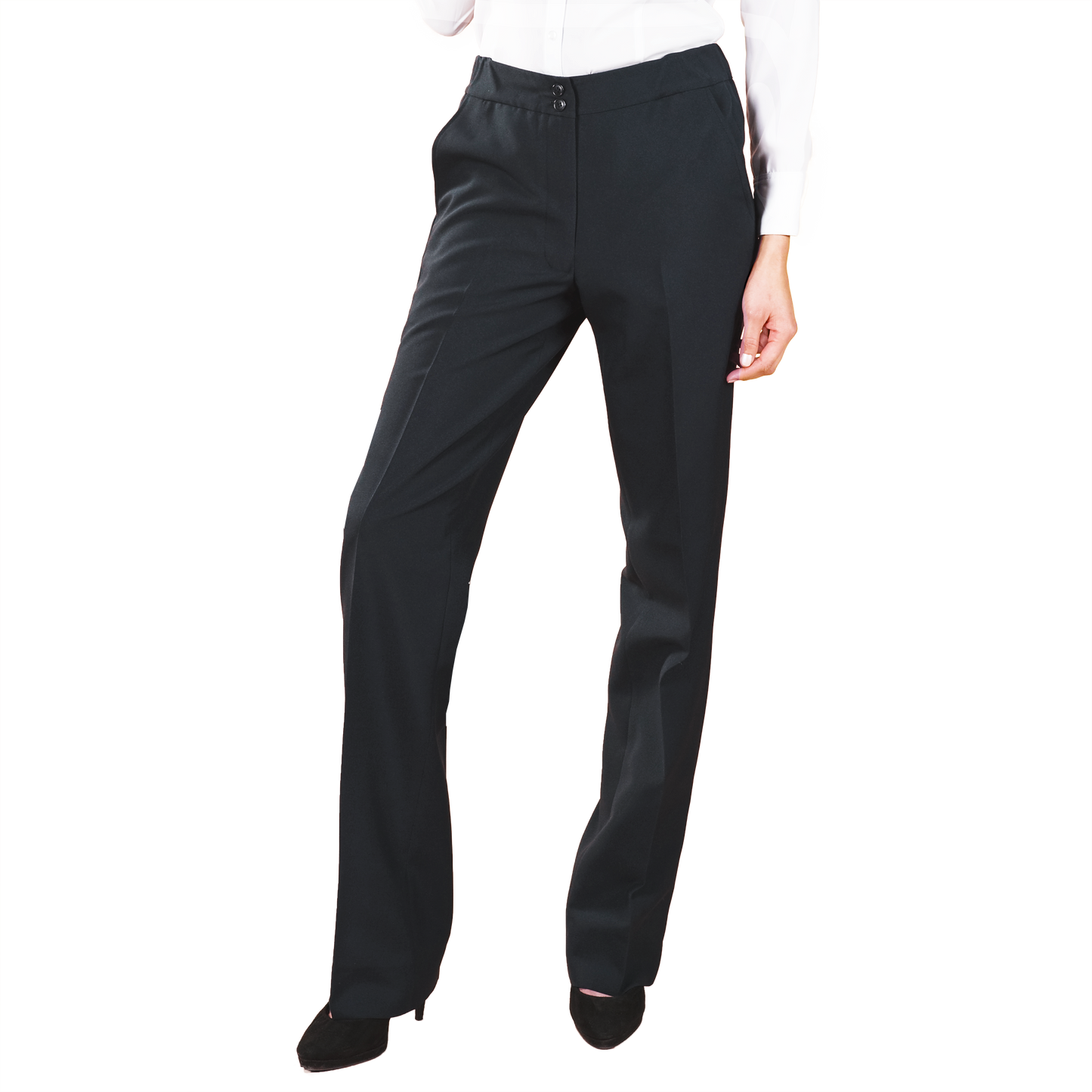 LADIES WIDER BAND TAILORED FRONT PANT