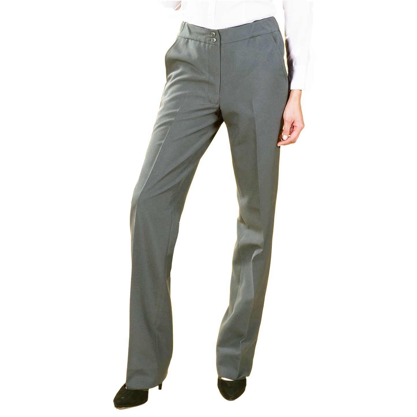 LADIES WIDER BAND TAILORED FRONT PANT