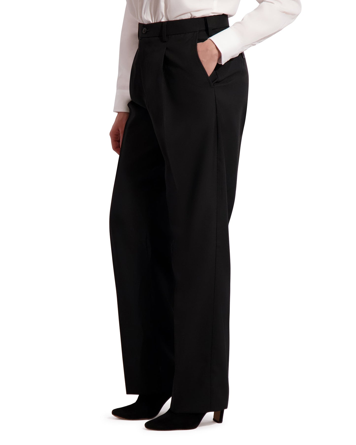 WOMENS POLY PLEATED PANT