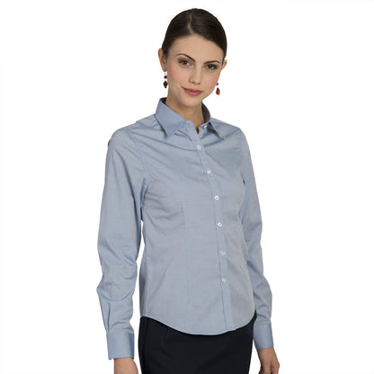 LADIES' L/S PLAIN COLLAR PINPOINT SHIRT