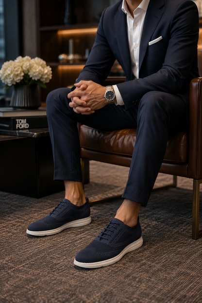 DYNAMIC STRETCH KNIT OXFORD SHOE - NAVY #S231