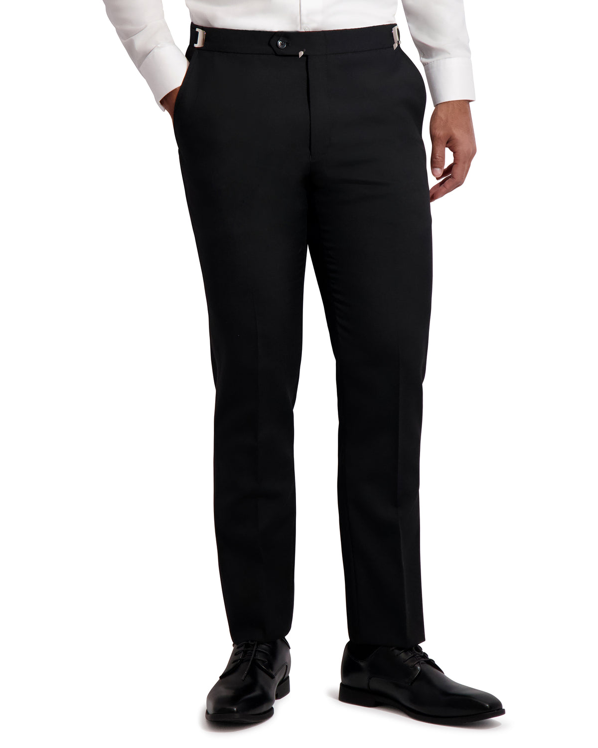 Adjustable Regular Fit Flat Front Pant w/ Satin Stripe #3533NP