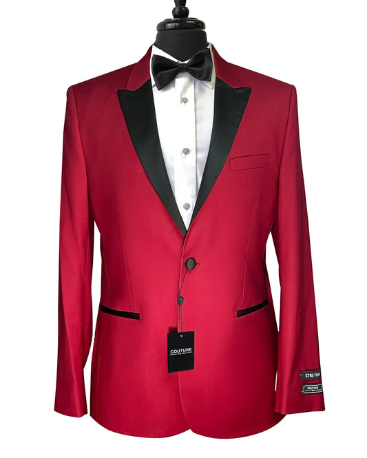 STRETCH 1 BTN PEAK TUXEDO COAT - RED