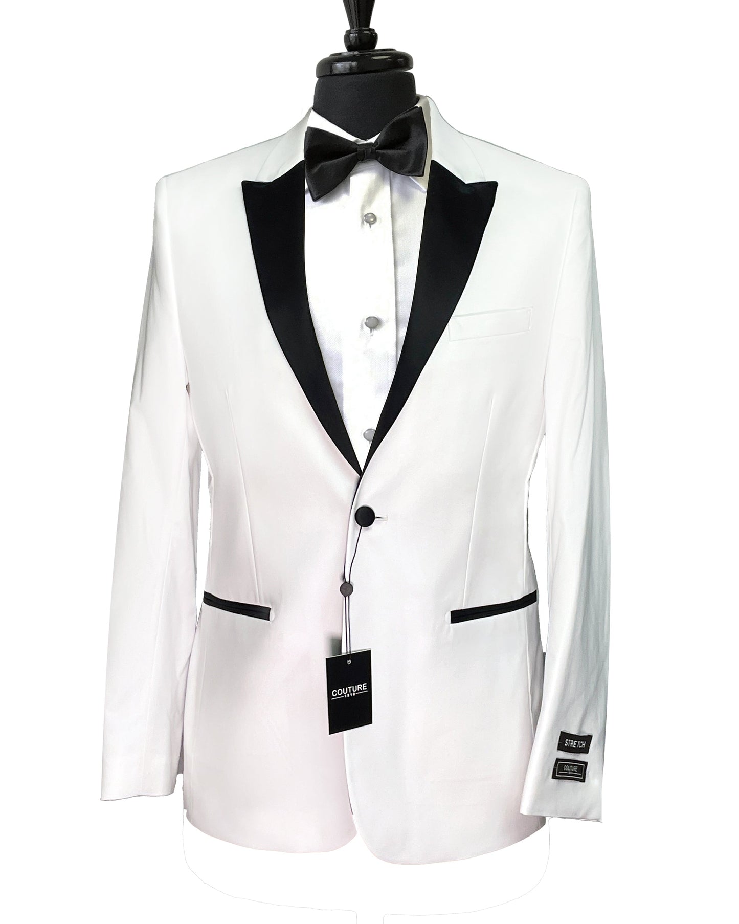 STRETCH 1 BTN PEAK TUXEDO COAT - WHITE