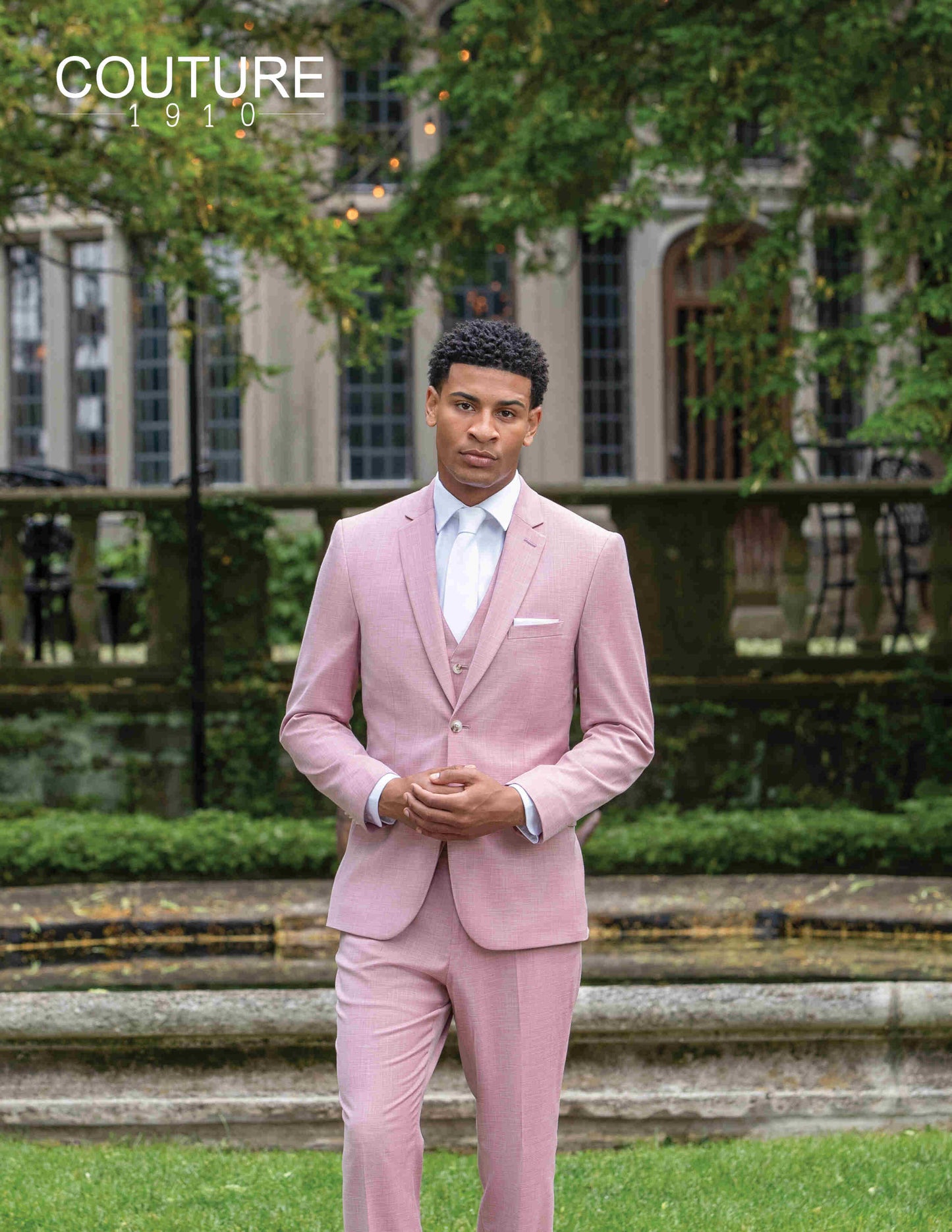 Couture 1910 Men’s Power Stretch Sharkskin Suit Separates Pants in Rose #4374PVPS