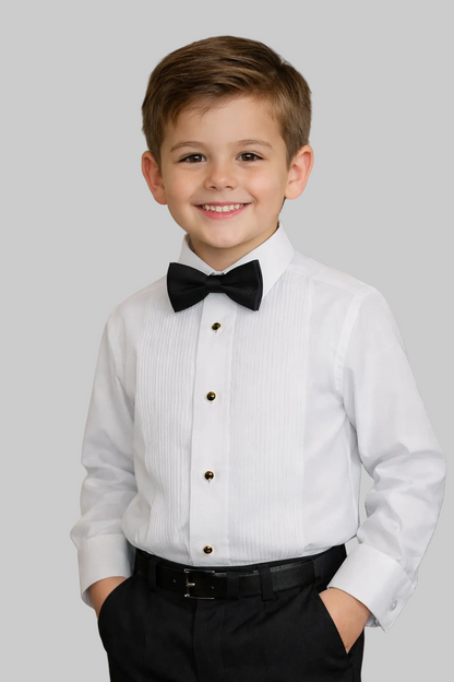 Neil Allyn Boys’ 1/8" Pintuck Wing Collar Shirt #501B