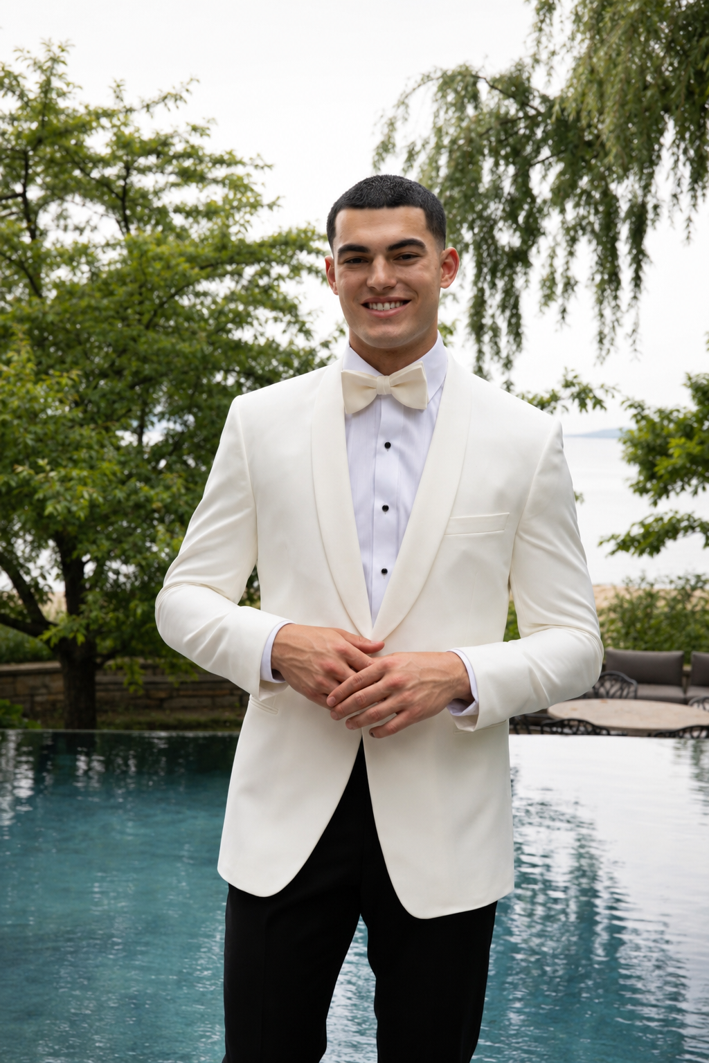 Ike Behar Men's Slim Fit Ivory Shawl Dinner Jacket 
 #467SF-71R
