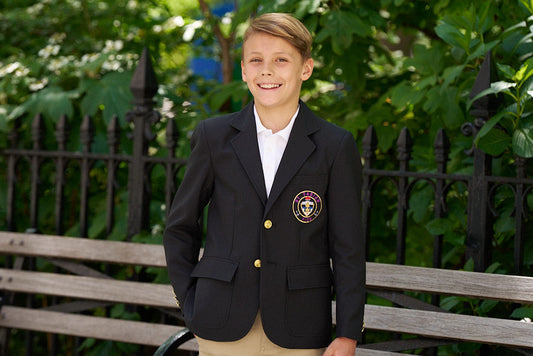 Boys Husky Single Breasted UltraLux™ Blazer - Black & Navy #3000C-HUSKY