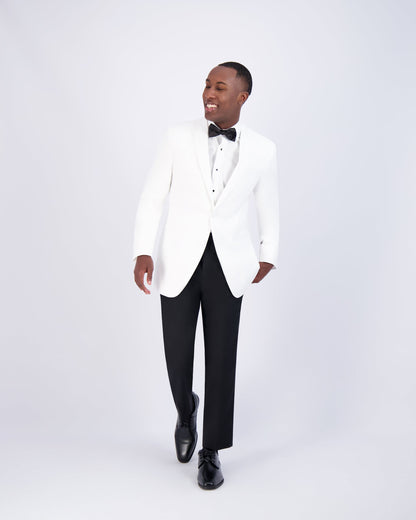 SLIM FIT WHITE TUXEDO JACKET - WHITE