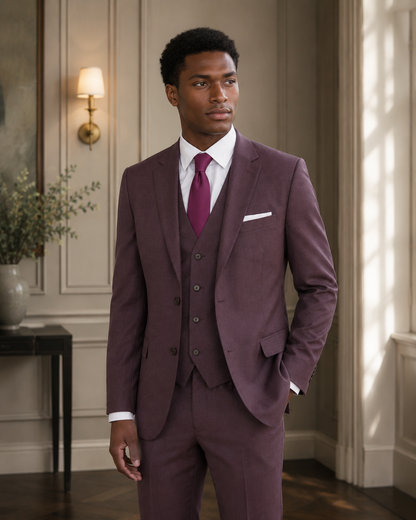 Couture 1910 Men's Power Stretch Sharkskin Suit Separates Pants in Raisin #4374PVPS