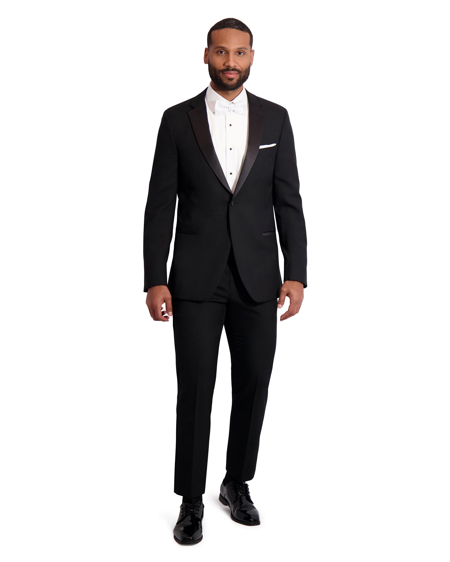 MENS STRETCH 1B NOTCH W/ SATIN LAPEL