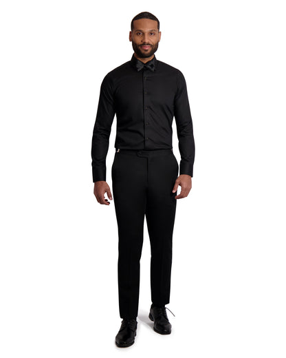 CVC TWILL SLIM FIT SHIRT - BLACK