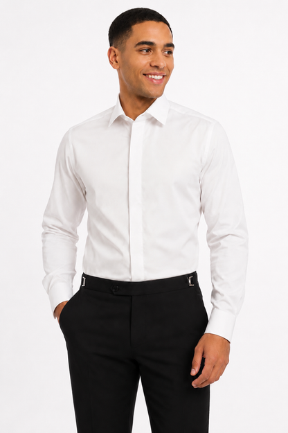 Ike Evening Mens Slim Fit CVC Twill Shirt With Hidden Placket #5951SF