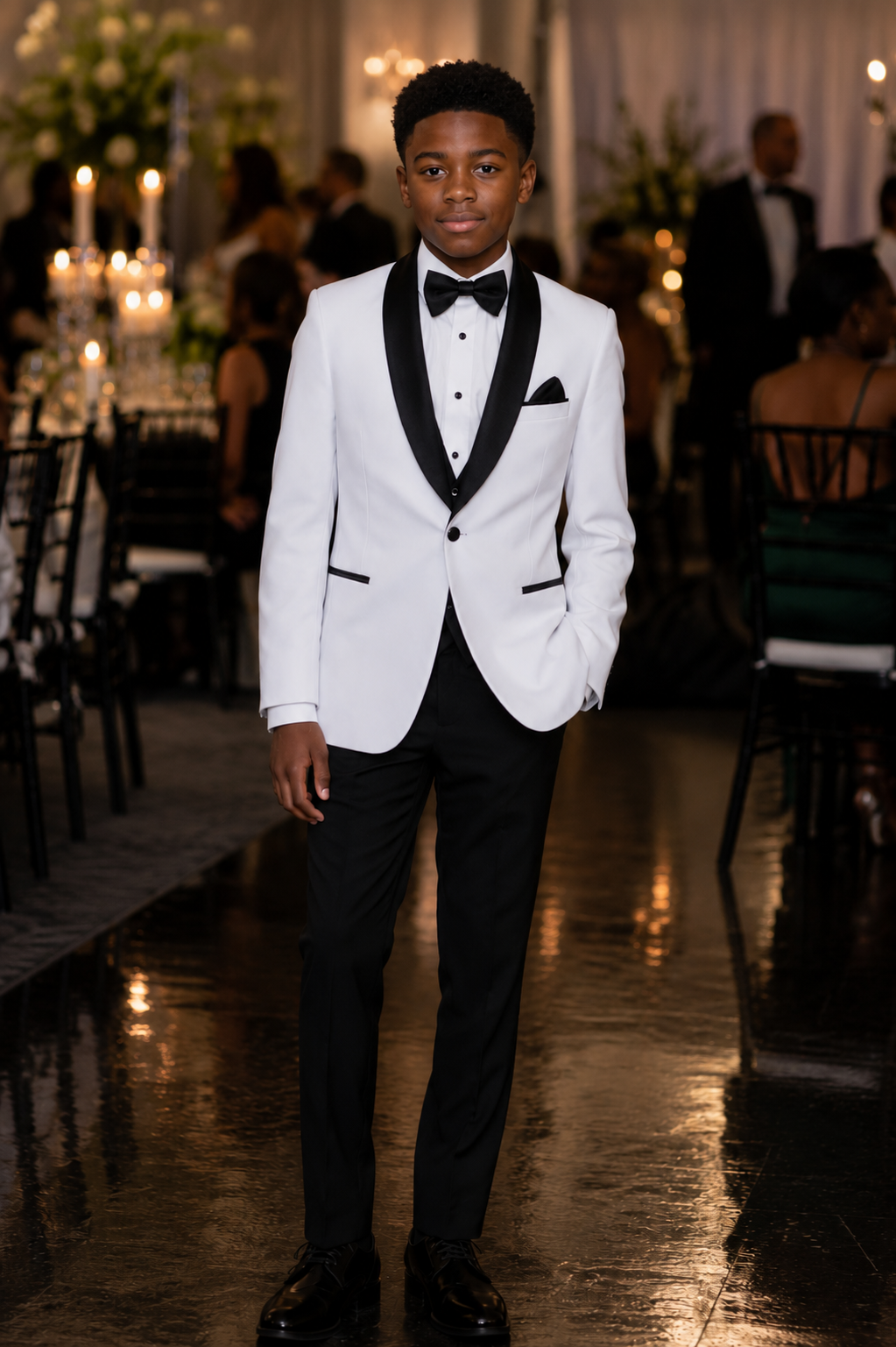 Jason 1 Button White Men’s Jacket With  Black Satin Shawl Lapel #8131C
