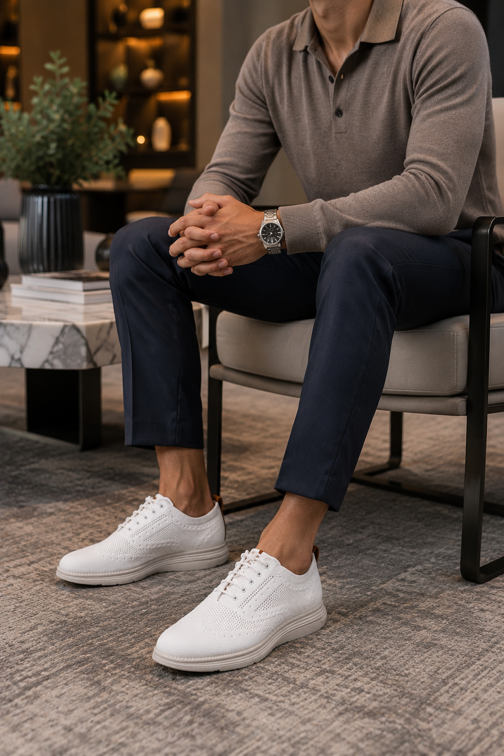 Dynamic Stretch Knit Oxford Shoe in White #S231