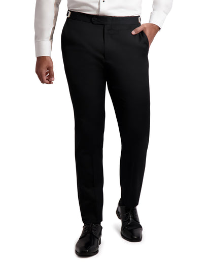 ADJ SLIM FIT FLAT FRONT PANT W/ SATIN STRIPE