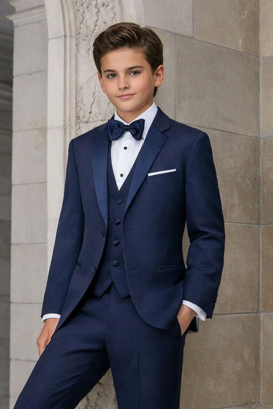 Boy’s Sebastian-Behar S120'S 2B Notch Wool Tux Coat