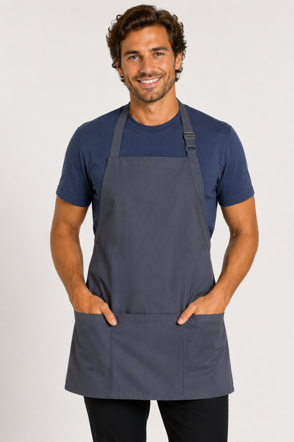 Modern Three-Pocket Bib Apron w/ Adjustable Neck  #U3011