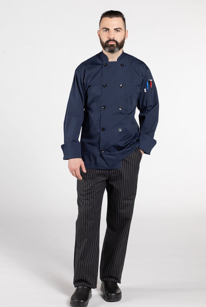 Classic Poplin Chef Coat -Burgundy, Navy, Stone #0413