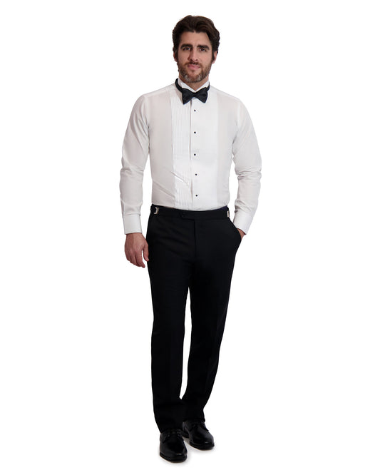 MENS SLIM FIT  1/4" PLEATED WING COLLAR SHIRT