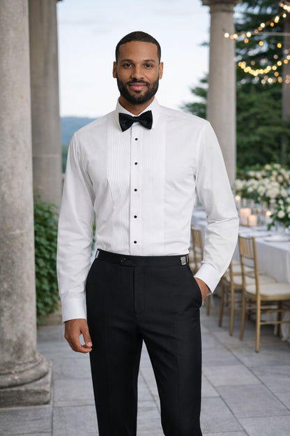 Neil Allyn Men’s 1/4" Pleated Lay-Down Collar Shirt #937