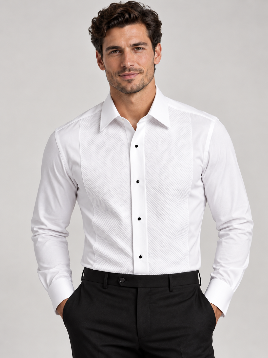Neil Allyn's Men's Classic Pique Wingtip Tuxedo Shirt #966