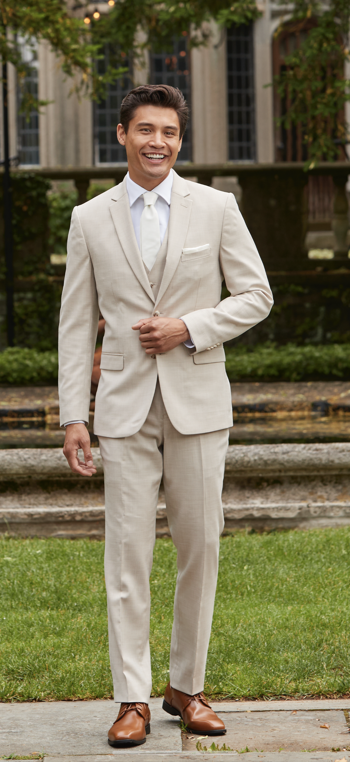 Men’s Couture 1910 Power Stretch Sharkskin Tan Separates - Pants #4374PVPS