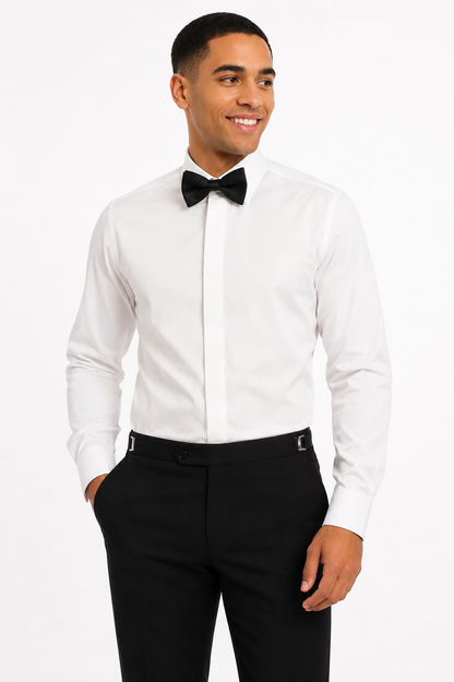 Ike Evening Mens Slim Fit CVC Twill Shirt With Hidden Placket #5951SF