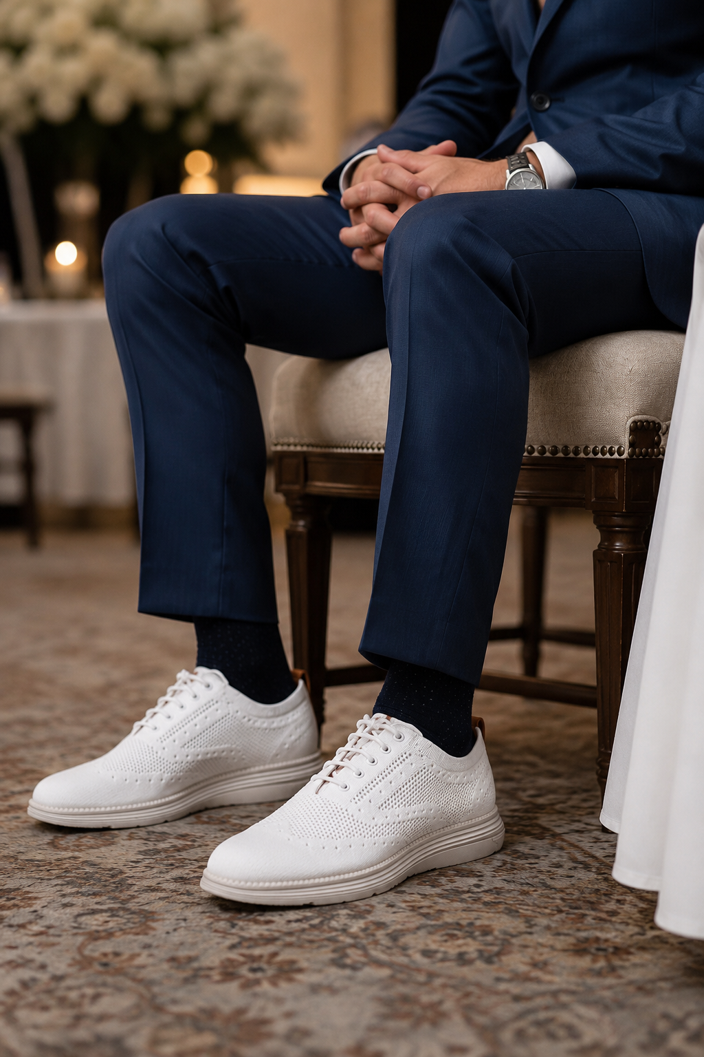 Dynamic Stretch Knit Oxford Shoe in White #S231